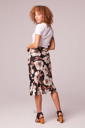 Rho Black Floral Slip Skirt Back