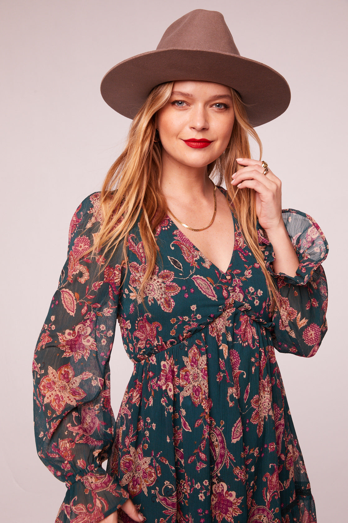 Run the World Pine Paisley Empire Waist Midi Dress Run the World Pine Paisley Empire Waist Midi Dress