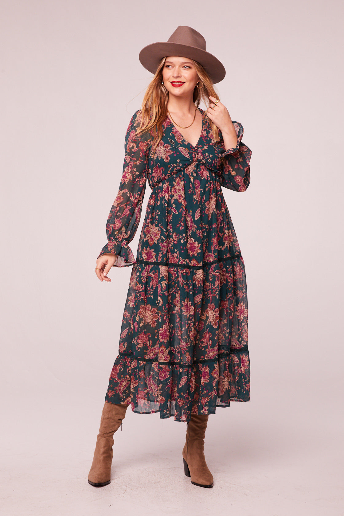 Run the World Pine Paisley Empire Waist Midi Dress - band of the free Run the World Pine Paisley Empire Waist Midi Dress - band of the free