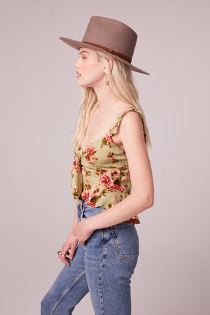 Sabadel Sage Floral Tie Front Tank Top Side