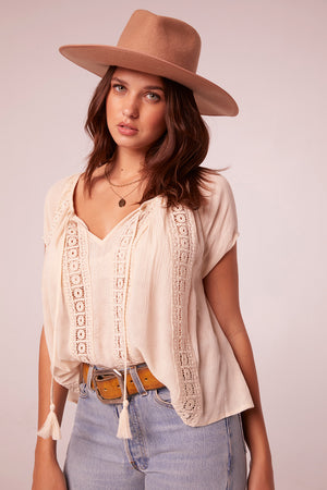 Saira Bone Lace Inset Top