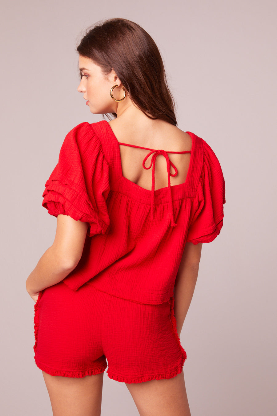 Wild World Strawberry Puff Sleeve Top